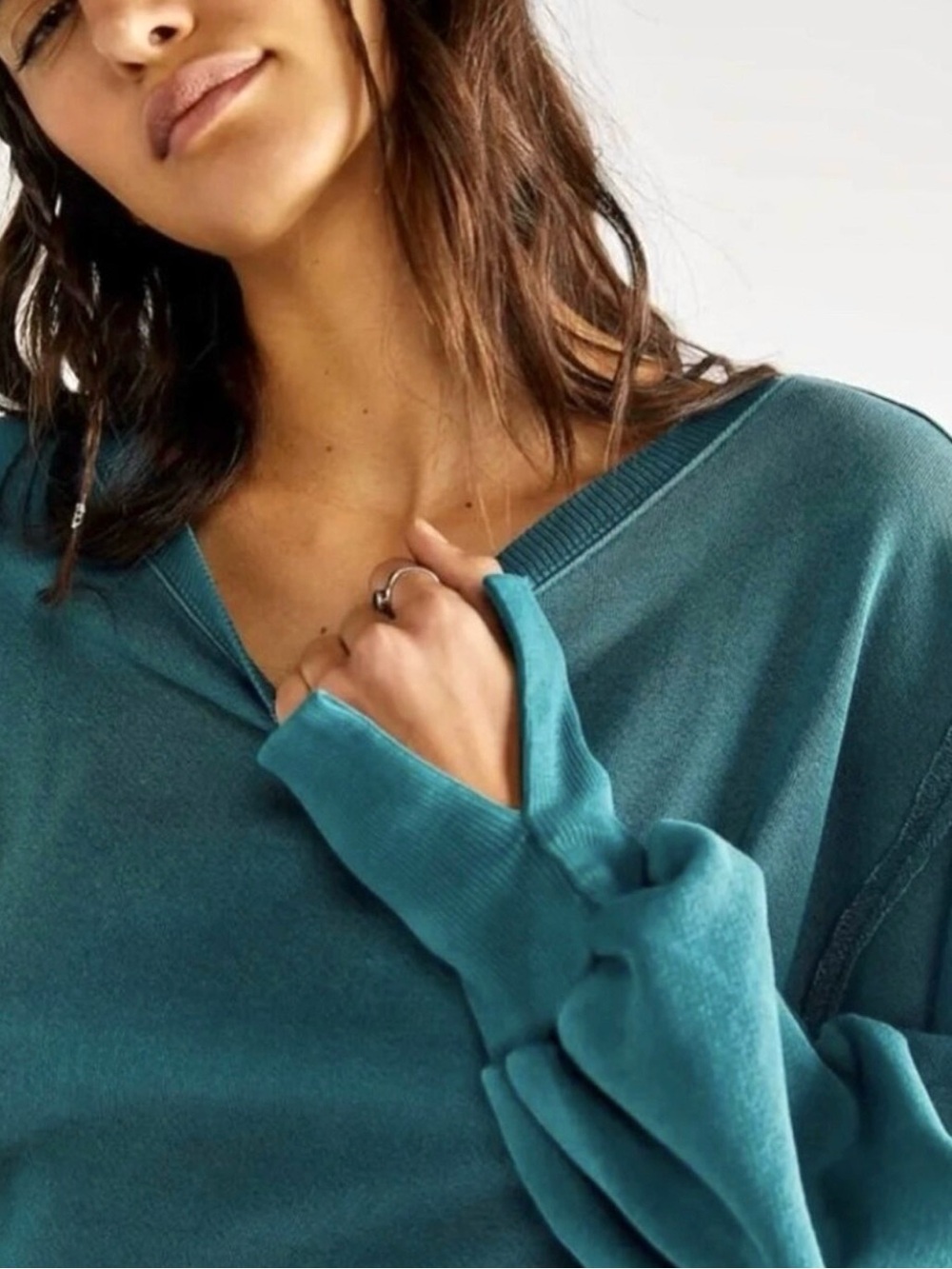 NWT Free People x We The Free Camden Sweatshirt in Teal - Picture 2 of 12